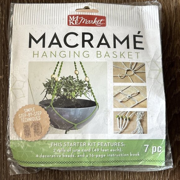 Make Market Macramé Hanging Basket Kit – 7-Piece Starter Set for DIY Home Decor - Picture 1 of 2